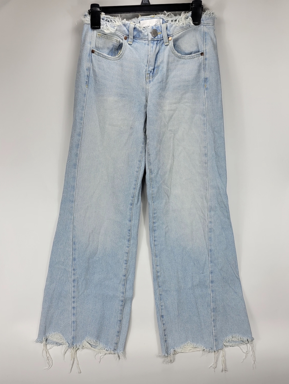 1822 Denim Distressed Raw Hem Flare Leg Light Wash Jeans Women 0/25 Boho Western